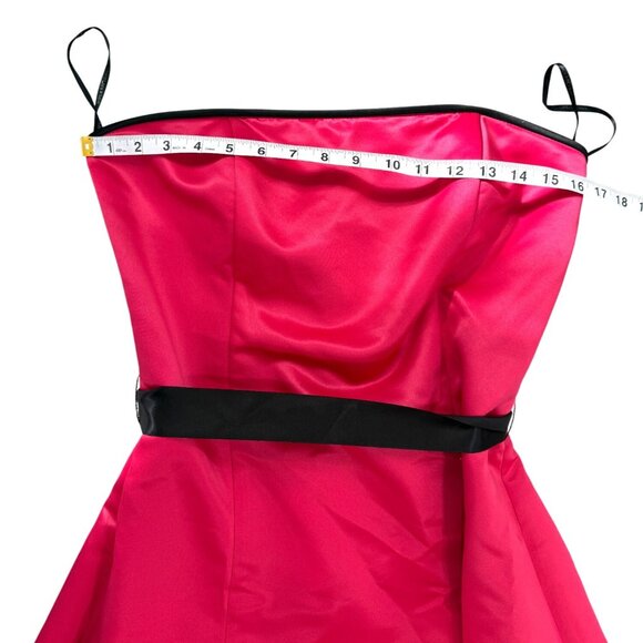 Jessica McClintock Gunne Sax Strapless Dress Pink Black Satin Tulle Size 11/12 - Picture 6 of 7